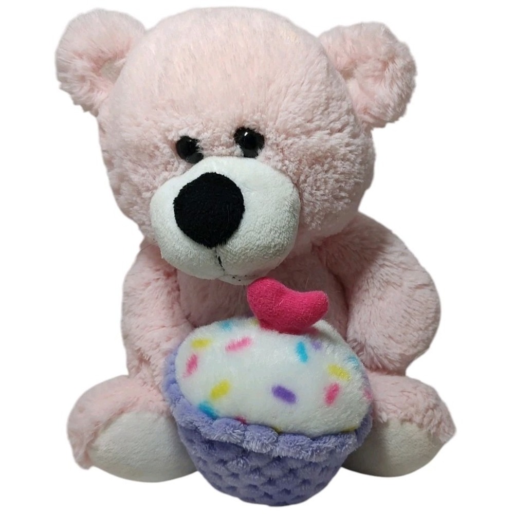 Kelly Toy Pink Plush Bear With Valentines‎ Birthday Sprinkle Cupcake Retro